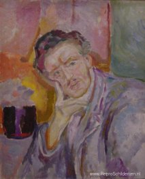 Zelfportret met hand onder de wang