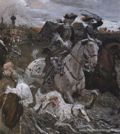 Peter II en prinses Elizabeth Petrovna rijden naar Hounds