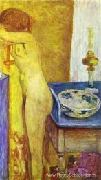 Naakt aan de toilettafel