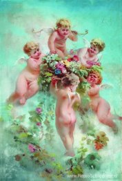 Cupido's met bloemen