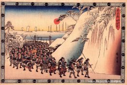 Ronin gaat de Sengakuji-tempel binnen om hulde te brengen aan hu