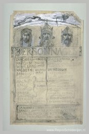 Frontispice-project voor Macbeth, een drietal couronnes