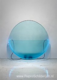 Verlichte cirkel blauw met geëtst glas