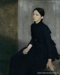 Portret van een jonge vrouw. De zus van de kunstenaar, Anna Hamm