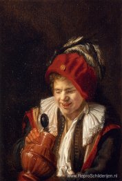 Een jongeman met een kruik