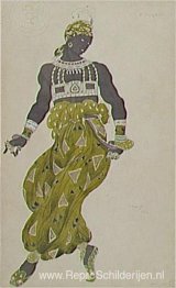 Negro goud Tekening Shéhérazade kostuum, ballet Diaghilev
