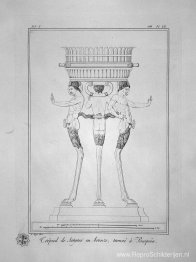 Statief met saters, gevonden in Pompeii (incl. in schets)