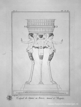Statief met saters, gevonden in Pompeii (incl. in schets)