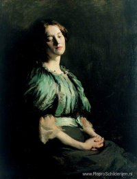 Portret van een meisje dat een groene jurk draagt, 1899