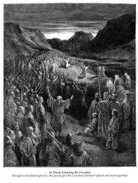 Priesters die de kruisvaarders aansporen