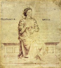 Koning David speelt in een psalterium