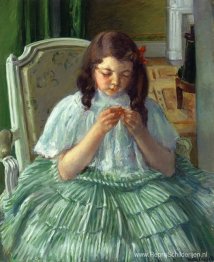 Françoise in het groen, naaien