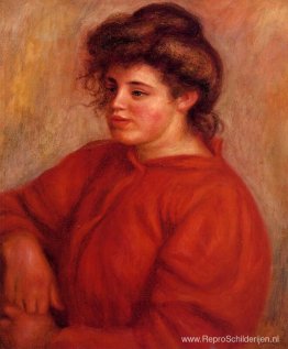 Vrouw in een rode blouse