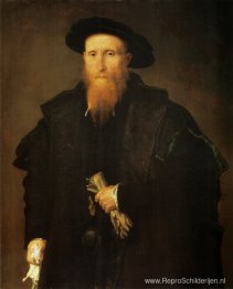 Portret van een heer met handschoenen
