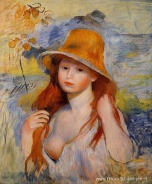 Jonge vrouw met een strohoed