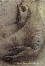Studie van armen en handen, een schets van da Vinci die in de vo
