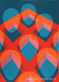 Zonder titel - Gezichten in een raster (rood en blauw)