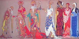 Schetsen van kostuums voor "Princess Maleine"