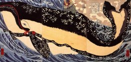 Musashi op de rug van een walvis