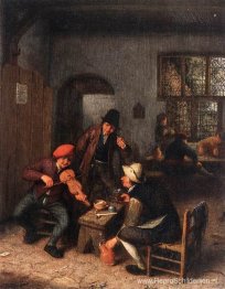 Interieur van een taverne met violist
