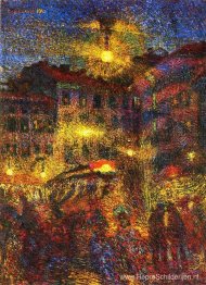 Nacht Op Piazza Beccaria In Milaan