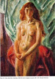 Naakt, rood haar, staand