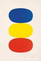 Blauw en geel en rood-oranje