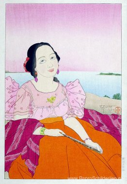 Portret van een Chamorro-vrouw - Rood