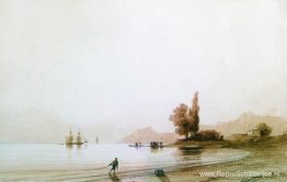 Uitzicht op rotsachtige kust