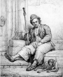 Zittende man met hond
