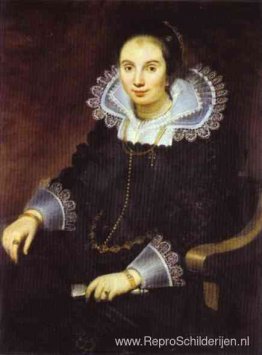 Portret van een dame met een waaier