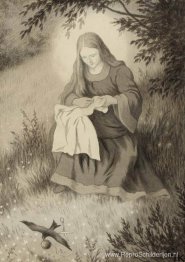 Maagd Maria en de zwaluw