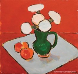 Stilleven met bloemen en appels