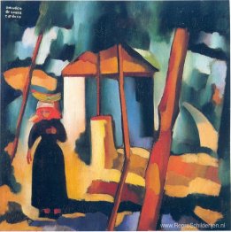 Landschap met zwarte figuur