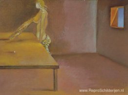 Zonder titel - Vrouwenfiguur met Catalaans brood