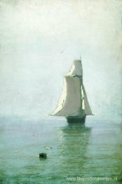 De zee met een zeilschip