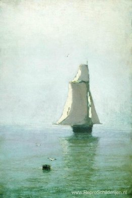 De zee met een zeilschip