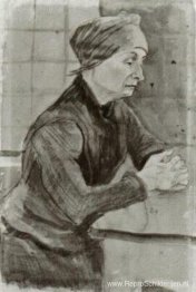 Vrouw met gevouwen handen, halve lengte