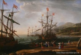 Marine met de Trojanen die hun boten verbranden