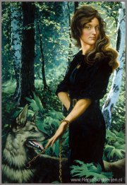 Portret van een zuster met herdershond