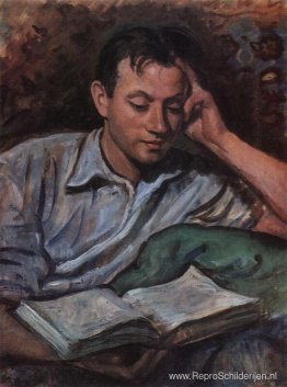 Alexander Serebryakov, die een boek leest
