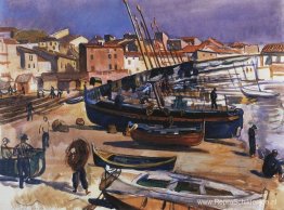 Collioure. Haven met boten 