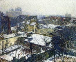De daken van Parijs in de sneeuw, het uitzicht vanuit het kunste