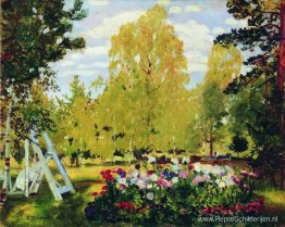 Landschap met een bloembed Landschap met een bloembed