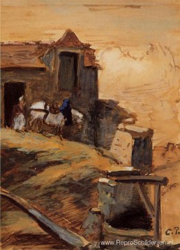 Wit paard op een boerderij Wit paard op een boerderij