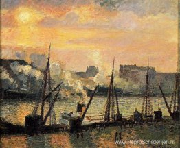 Kade in Rouen Zonsondergang Kade in Rouen Zonsondergang