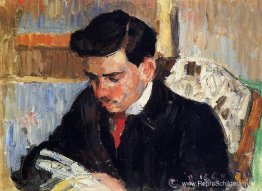 Portret van Rodo Pissarro die leest Portret van Rodo Pissarro die leest