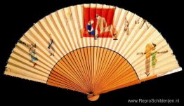 Waaier geschilderd door de kunstenaar in Parijs Waaier geschilderd door de kunstenaar in Parijs