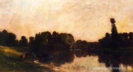 Het aanbreken van de dag, de Oise, Ile de Vaux Het aanbreken van de dag, de Oise, Ile de Vaux