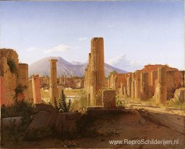 Het Forum, Pompeii, met de Vesuvius in de verte Het Forum, Pompeii, met de Vesuvius in de verte